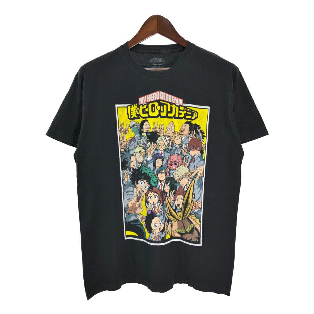 Rakuten - 僕のヒーローアカデミア 半袖Tシャツ アニメ キャラクター ブラック(メンズ L)中古 古着 T7594