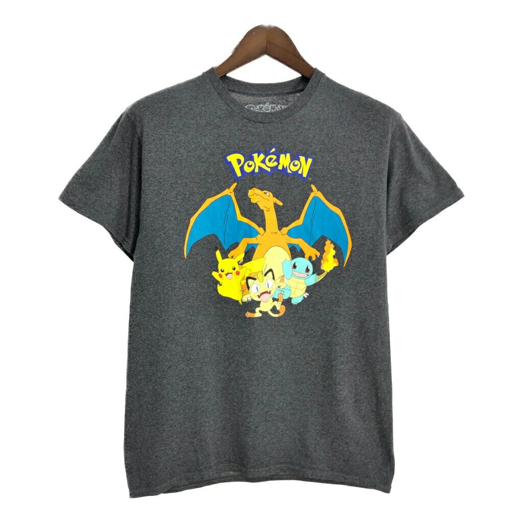 포켓몬 POKEMON 반소매 T셔츠 애니메이션 캐릭터 그레이(맨즈 M) 중고 헌옷 T7619
