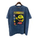 PAC-MAN パックマン 半袖Tシャツ キャラクター ブルー(メンズ XL)中古 古着 T7706(4)