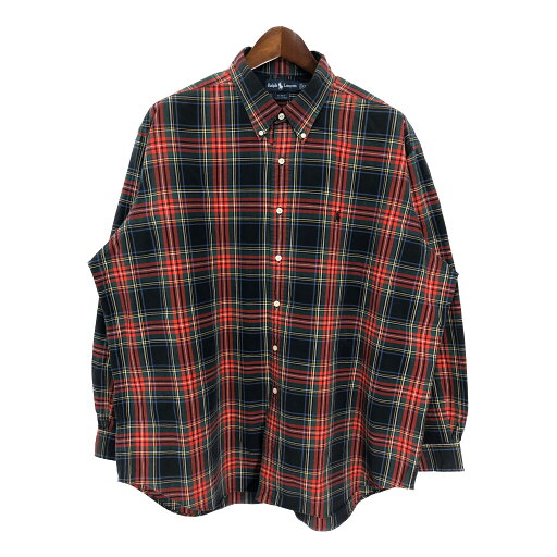 RALPH LAUREN ラルフローレン BLAKE 長袖ボタンダウンシャツ チェック ブラック(メンズ XXL)中古 古着 T7790 RALPH LAUREN ラルフローレン BLAKE 長袖ボタンダウンシャツ チェック ブラック(メンズ XXL)中古 古着 T7790