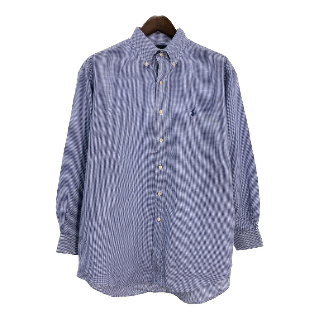 RALPH LAUREN ラルフローレン YARMOUTH 長袖ボタンダウンシャツ ギンガムチェック ブルー(メンズ 16 1/2)中古 古着 T7794