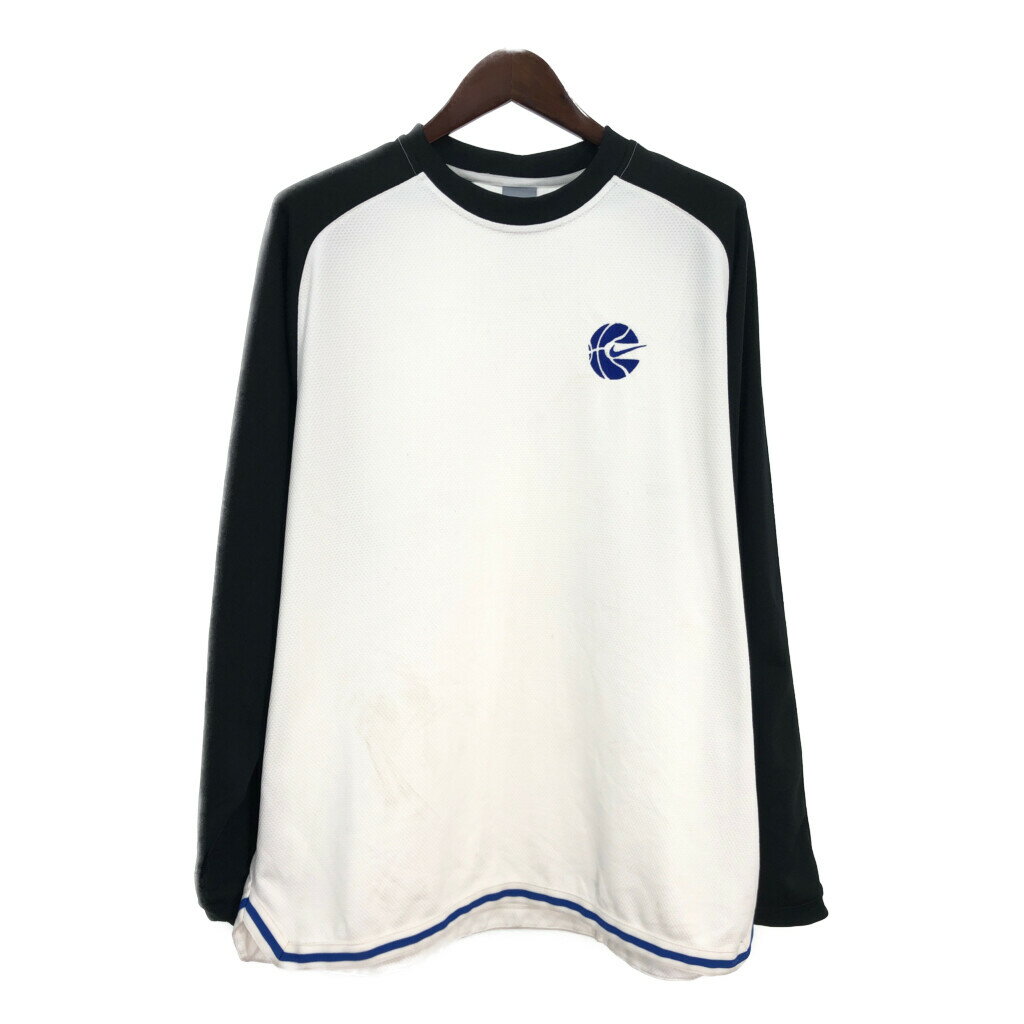 00年代 NIKE ナイキ ラグランスリーブ Tシャツ 大きいサイズ ホワイト/ブラック(メンズ XXL)中古 古着 T7856
