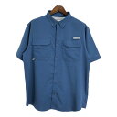Columbia コロンビア PFG フィッシングシャツ アウトドア ネイビー(メンズ L)中古 古着 T8153(4)