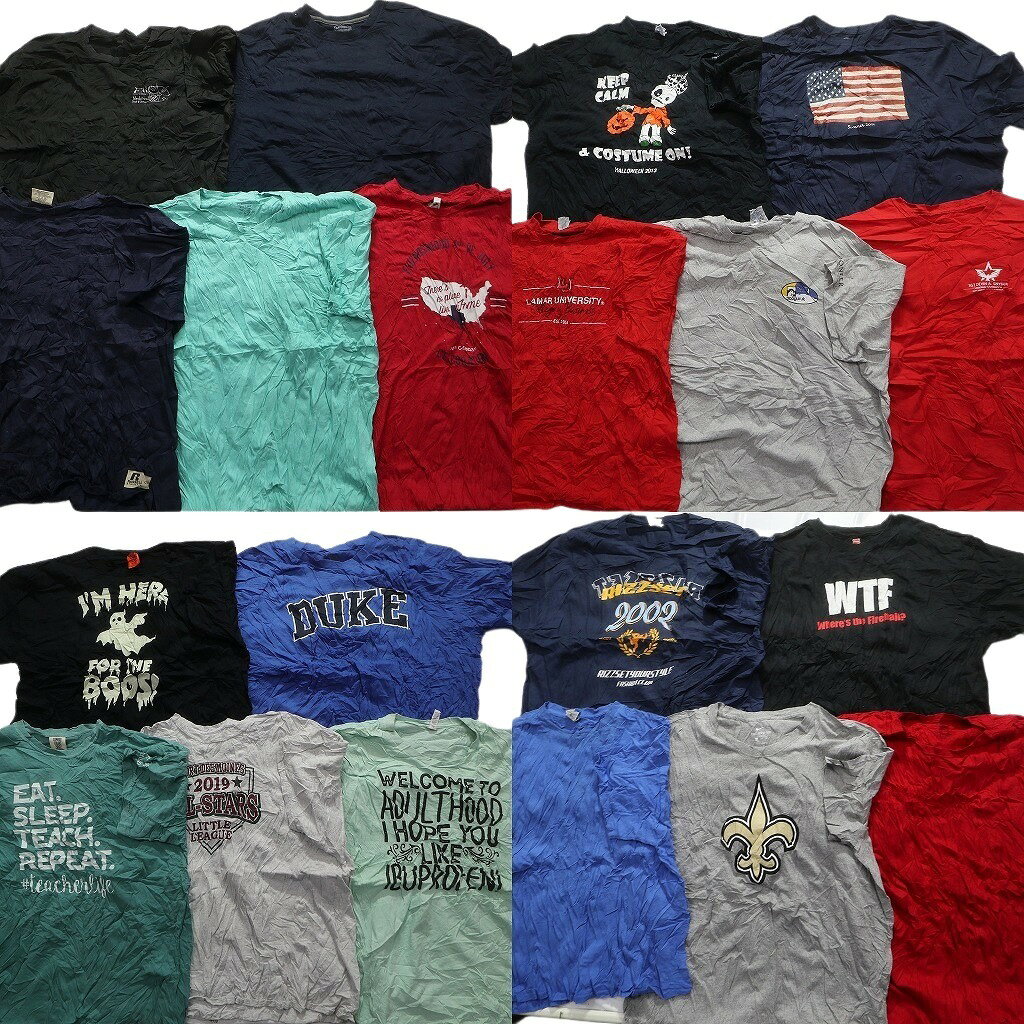 古着卸 まとめ売り カラーmix プリント 半袖Tシャツ 20枚セット (メンズ 2XL ) ナイキ NFL セインツ チームロゴ 中古 古着 MZ6342のサムネイル