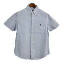 RALPH LAUREN ラルフローレン ボタンダウン 半袖シャツ ライトブルー(メンズ M)中古 古着 T8600
