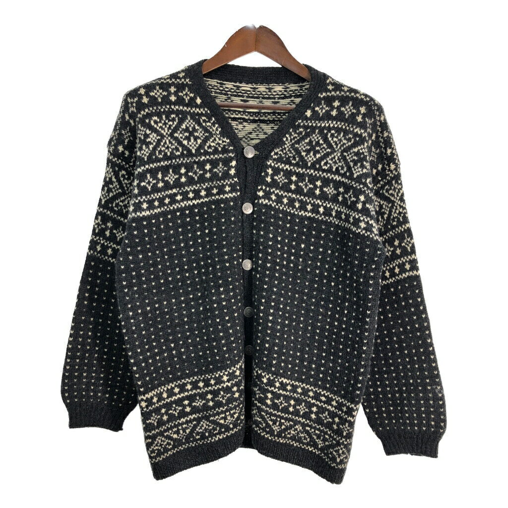 チロリアンニットカーディガン グレー(メンズ M相当)中古 古着 T8932