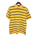 90年代 Polo by Ralph Lauren ポロ ラルフローレン ポロシャツ ボーダー イエロー(メンズ L)中古 古着 T9020