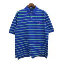 Polo by Ralph Lauren ポロ ラルフローレン ボーダー ポロシャツ ブルー(メンズ XL)中古 古着 T9199