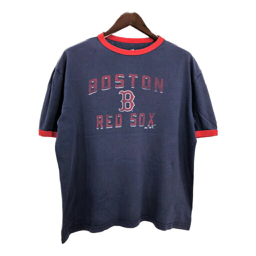 Majestic マジェスティック MLB ボストン・レッドソックス リンガーTシャツ プロチーム メジャーリーグ(メンズ XL)中古 古着 T9535 Majestic マジェスティック MLB ボストン・レッドソックス リンガーTシャツ プロチーム メジャーリーグ(メンズ XL)中古 古着 T9535