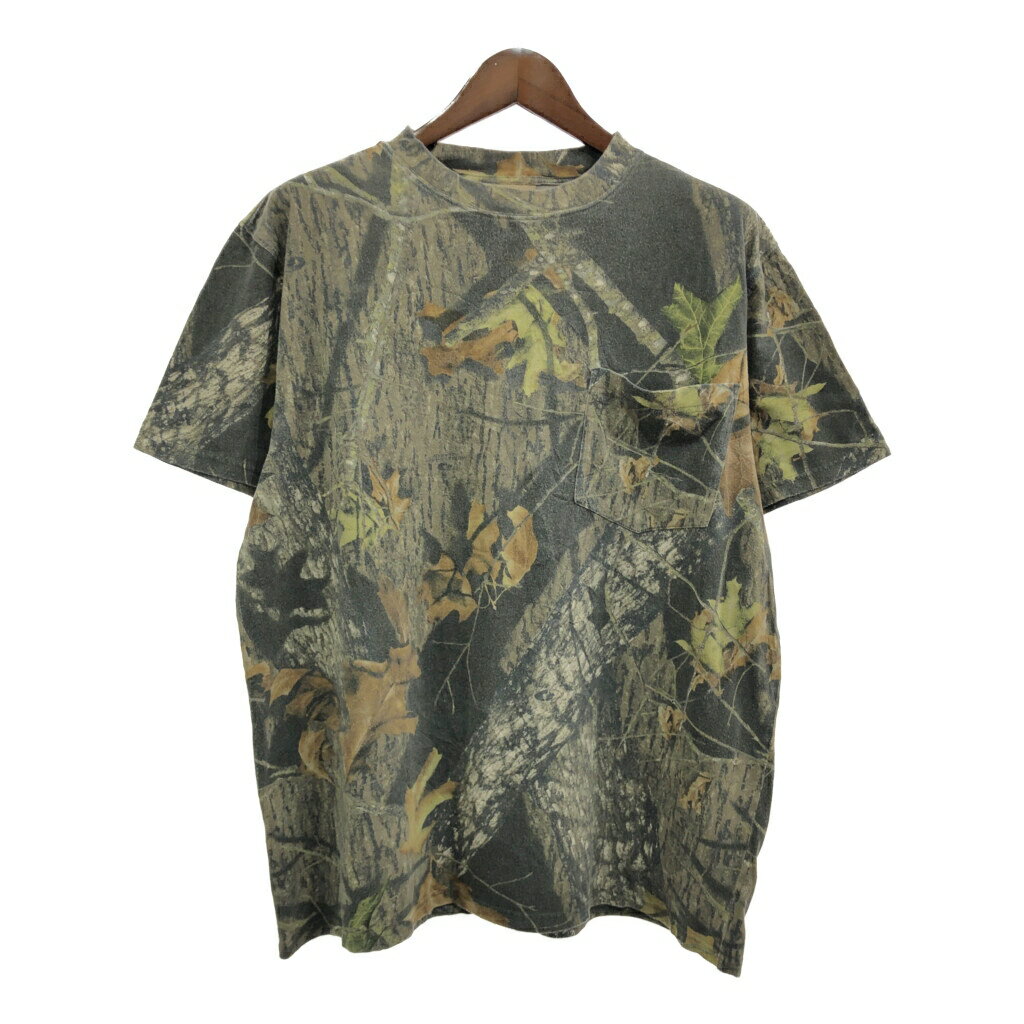 FIELD STAFF リアルツリーカモ 半袖Tシャツ アウトドア カーキ(メンズ XL)中古 古着 T9661