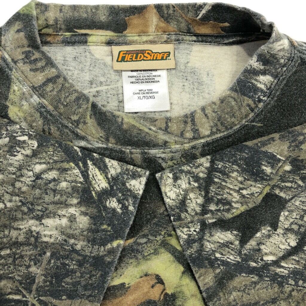 FIELD STAFF リアルツリーカモ 半袖Tシャツ アウトドア カーキ(メンズ XL)中古 古着 T9661