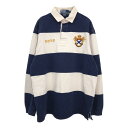 Polo by Ralph Lauren ポロ ラルフローレン ラガーシャツ ポロシャツ ボーダー ネイビー(メンズ M)中古 古着 T9682
