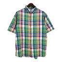 00年代 LANDS' END ランズエンド 半袖シャツ チェック マルチカラー(メンズ L)中古 古着 T9706