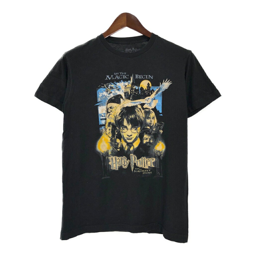 Harry Potter ハリー・ポッター 賢者の石 半袖Tシャツ ムービー ブラック(メンズ M)中古 古着 T9772