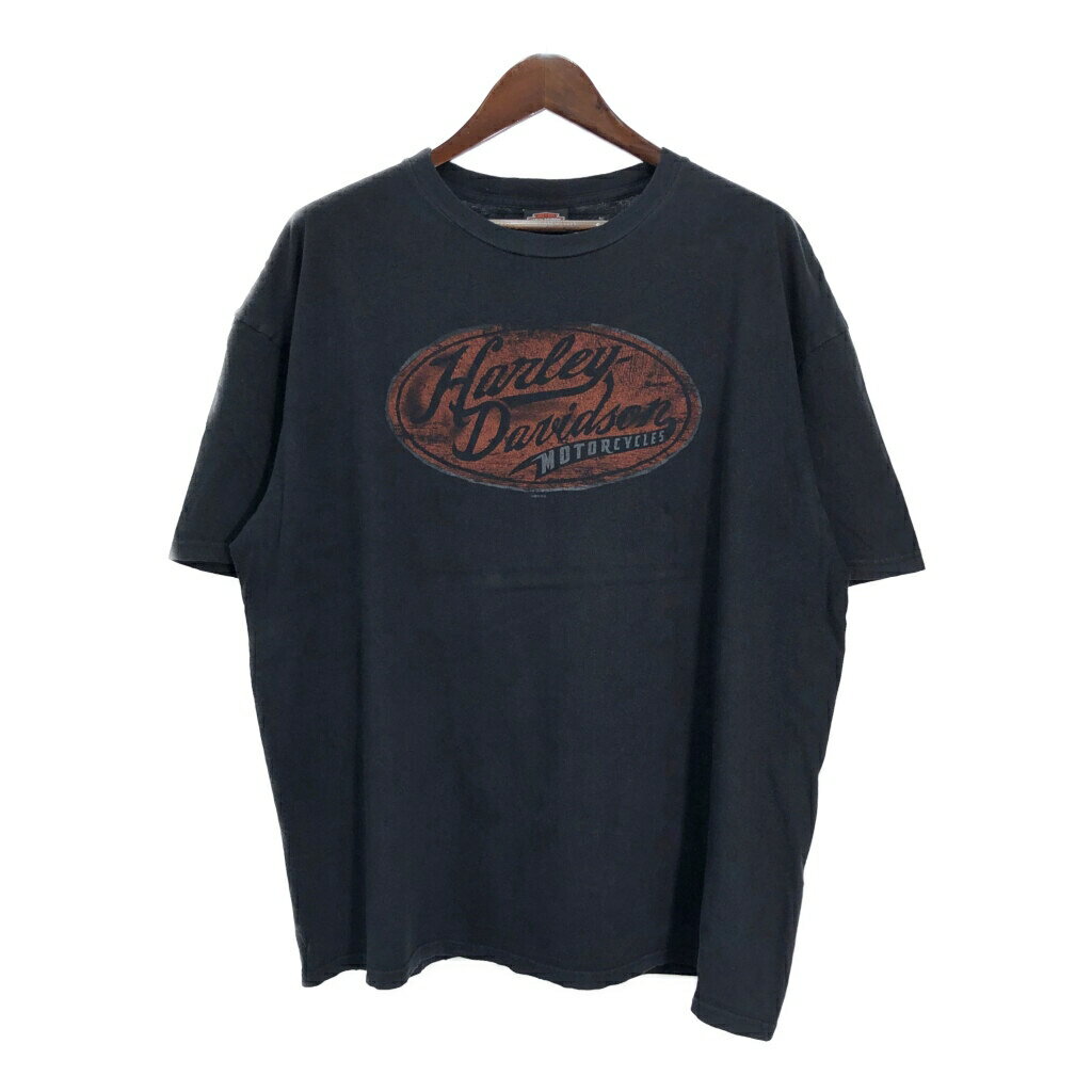 Rakuten - HARLEY DAVIDSON ハーレーダビッドソン 半袖Tシャツ 大きいサイズ モーターサイクル ブラック(メンズ 2XL)中古 古着 T9783