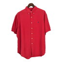 RALPH LAUREN ラルフローレン ボタンダウン リネン シルクシャツ 大きいサイズ レッド(メンズ XXL)中古 古着 T9872