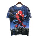 MARVEL マーベル スパイダーマン SPIDERMAN 半袖Tシャツ ブルー(メンズ XL)中古 古着 U0023