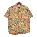 80年代 Banana Republic バナナリパブリック SAFARI & TRAVEL 半袖シャツ 総柄 マルチカラー(メンズ M)中古 古着 U0030