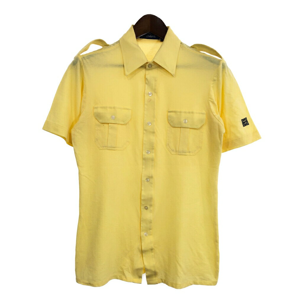 80年代 GIVENCHY ジバンシィ 半袖シャツ イエロー(メンズ M)中古 古着 U0467