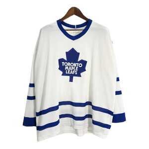 90年代 USA製 Maska NHL トロント・メイプルリーフス ユニフォーム ゲームシャツ プロチーム ホワイト(メンズ XXL)中古 古着 U1197