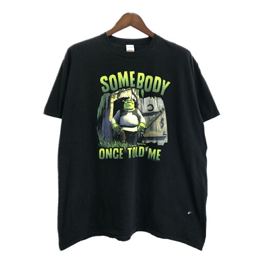 GILDAN Shrek シュレック Tシャツ ムービー キャラクター ブラック(メンズ 2XL)中古 古着 U1239 GILDAN Shrek シュレック Tシャツ ムービー キャラクター ブラック(メンズ 2XL)中古 古着 U1239