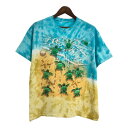 アニマルプリント 亀 タイダイTシャツ マルチカラー(メンズ L相当)中古 古着 U1553