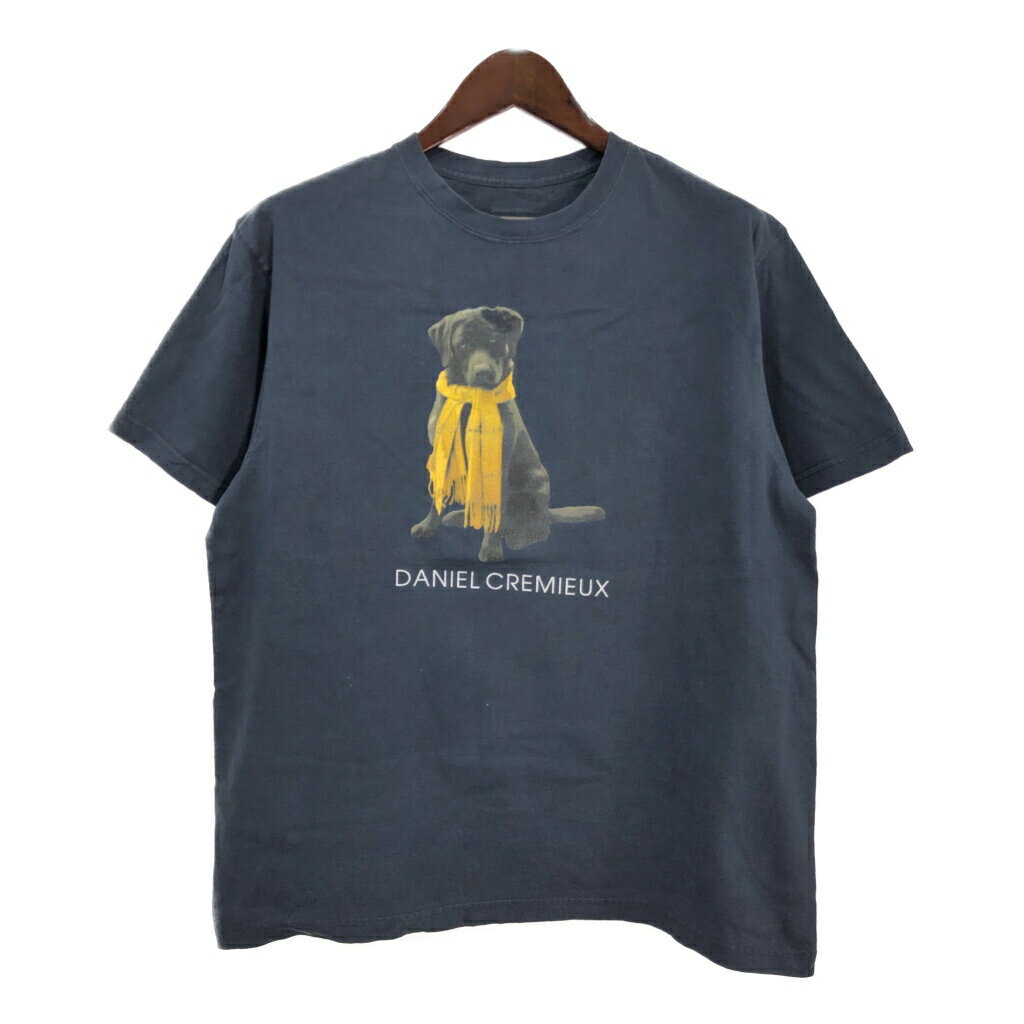 DANIEL CREMIEUX アニマルプリント 犬 Tシャツ ネイビー(メンズ XL)中古 古着 U1605