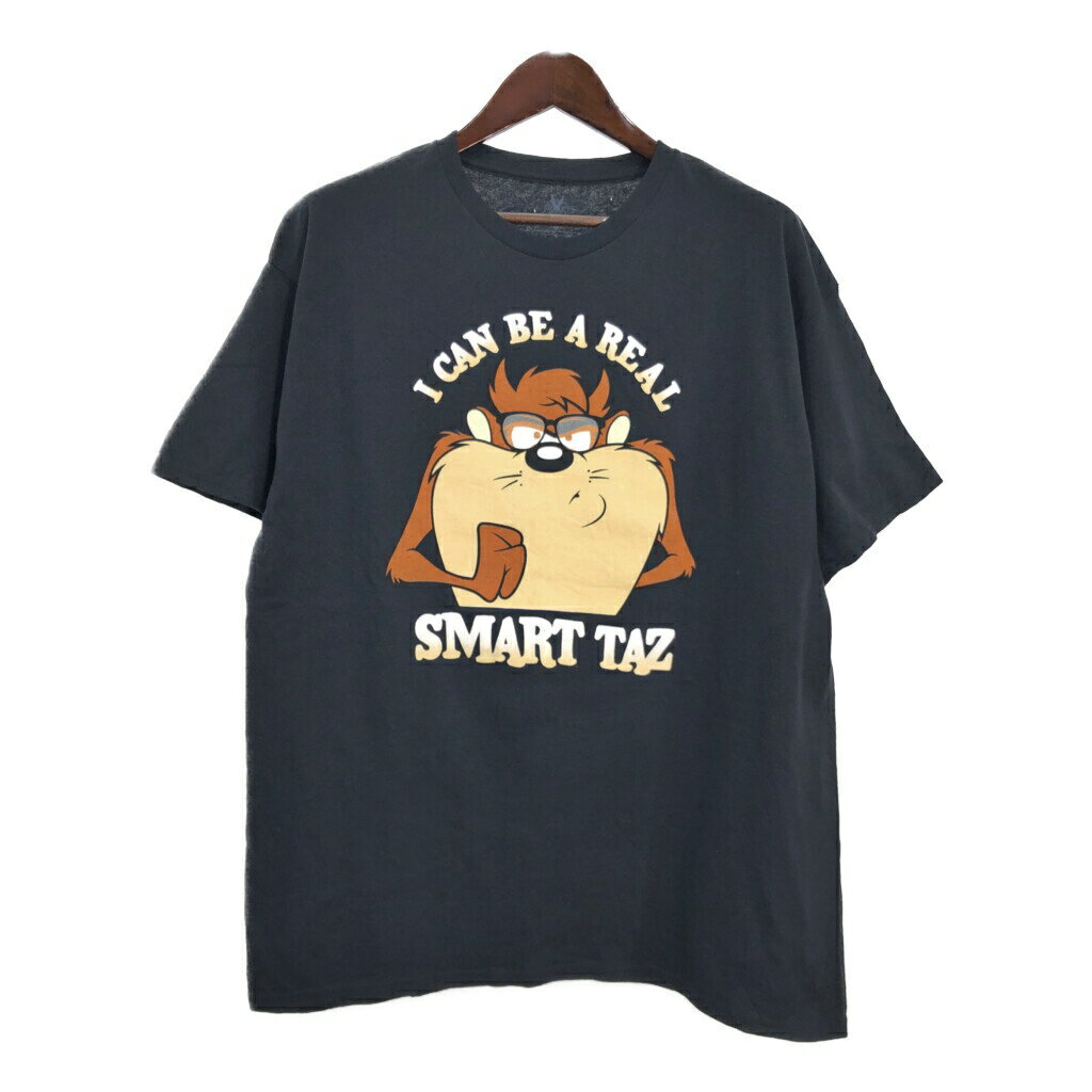 LOONEY TUNES ルーニー・テューンズ タズマニアン・デビル Tシャツ アニメ キャラクター ブラック(メンズ XL)中古 古着 U1606