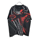 スパイダーマン SPIDERMAN オーバープリント 半袖Tシャツ 大きいサイズ ムービー キャラクター ブラック(メンズ 2XL)中古 古着 U1921