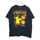 ポケモン POKEMON ピカチュウ 半袖Tシャツ アニメ キャラクター ブラック(メンズ XL)中古 古着 U2044