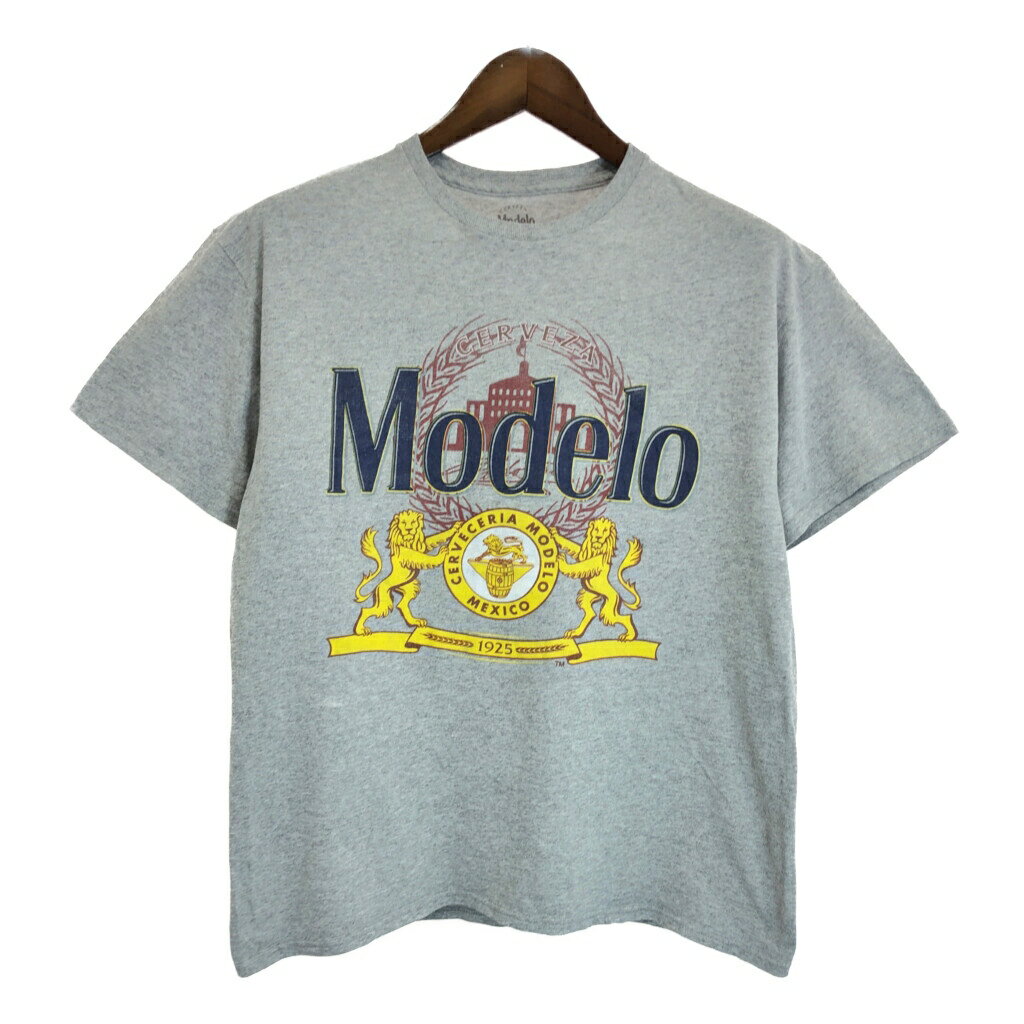 Modelo Beer モデロ ビール 半袖Tシャツ 企業ロゴ グレー(メンズ L)中古 古着 U2188