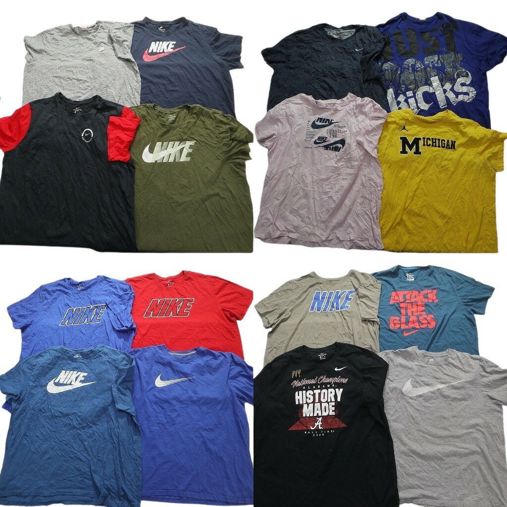 古着卸 まとめ売り ナイキ NIKE 半袖Tシャツ 16枚セット (メンズ 2XL /3XL ) スウォッシュロゴ ワンポイント ジョーダン 中古 古着 NA1315