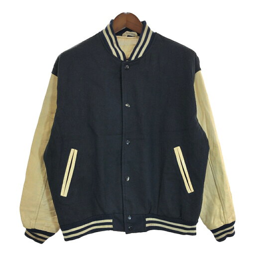 90年代 BLUEZONE ウール レザースタジアムジャケット ブラック(メンズ S)中古 古着 U3394 90年代 BLUEZONE ウール レザースタジアムジャケット ブラック(メンズ S)中古 古着 U3394