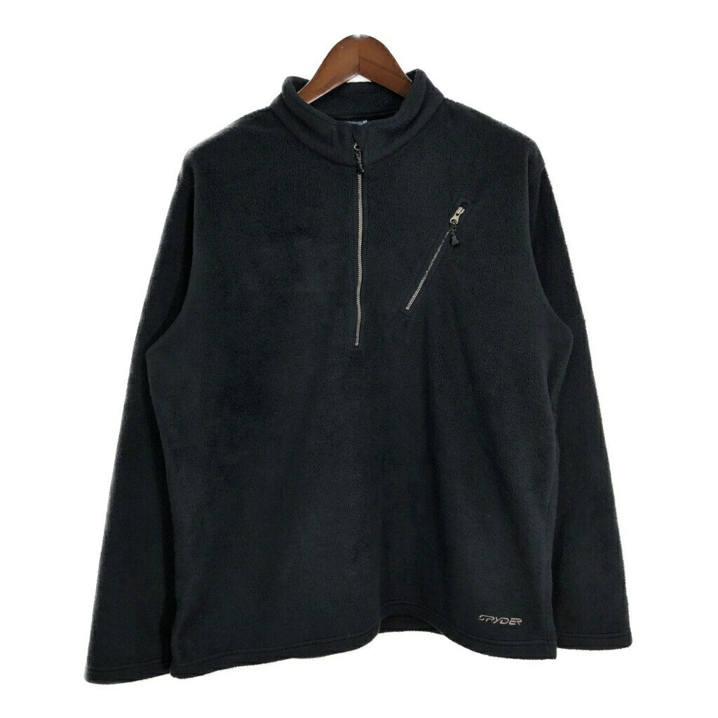 SPYDER スパイダー ハーフジップ フリースジャケット アウトドア ブラック(メンズ L相当)中古 古着 U3520