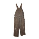 Carhartt カーハート ダック ダブルニー ビブオーバーオール 大きいサイズ ペンキ ブラウン(メンズ W40 L32相当)中古 古着 U3910