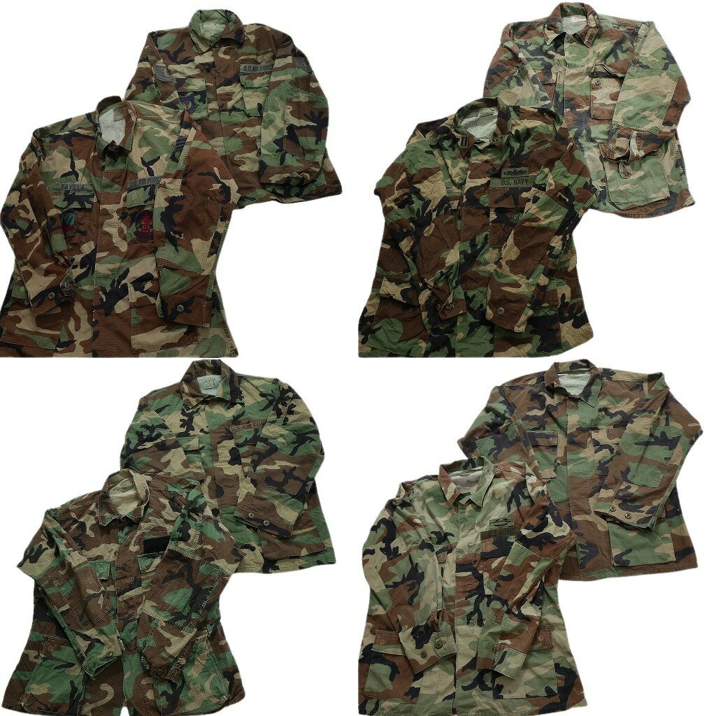 古着卸 まとめ売り 米軍実物 フィールドジャケット BDU ウッドランド ミリタリー 8枚セット (メンズ L ) ワッペン付き 中古 古着 NA5169