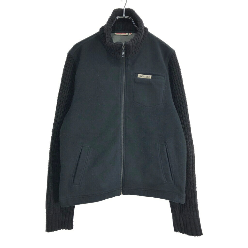 Quiksilver クイックシルバー ニット切り替え フリースジャケット ブラック(メンズ M)中古 古着 U4249