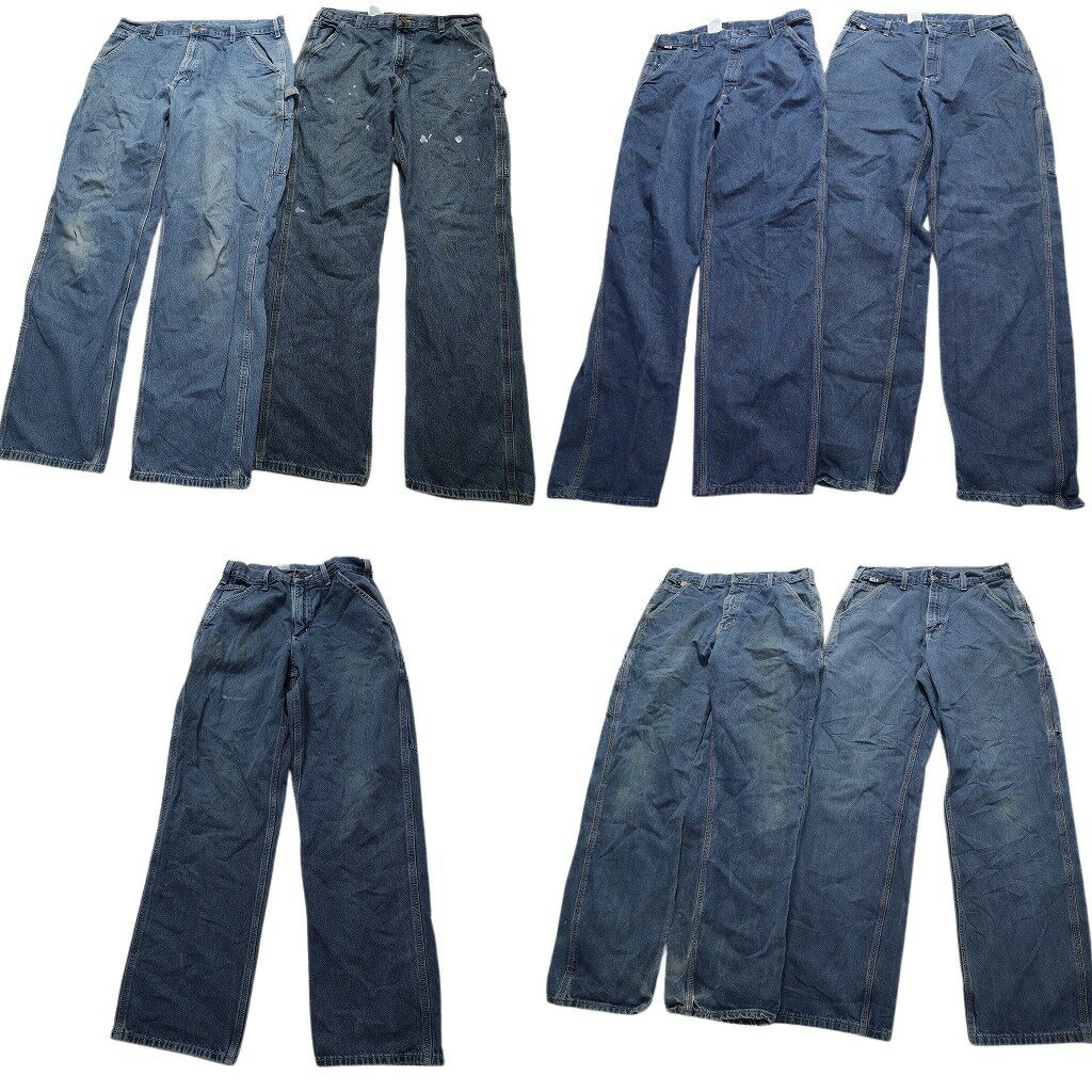古着卸 まとめ売り カーハート Carhartt ペインターデニム パンツ 7枚セット (メンズ 30 /33 /34 /36 /38 ) ライトブルー 中古 古着 NA6524