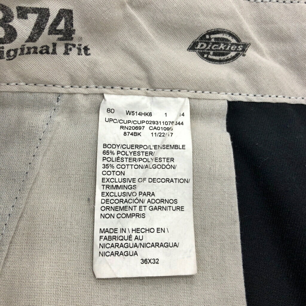 Dickies ディッキーズ 874 ワークパンツ ブラック(メンズ W36 L32)中古 古着 U5166