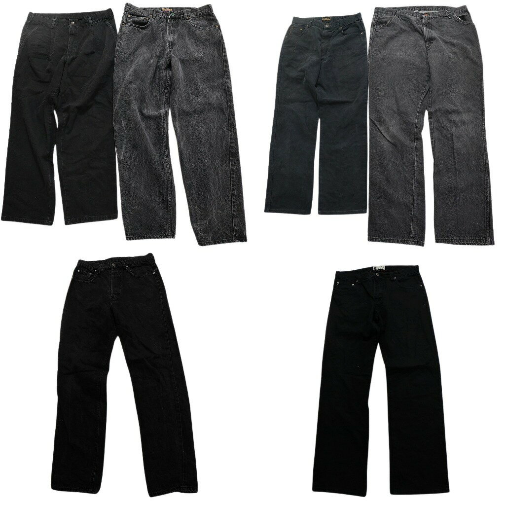 古着卸 まとめ売り ノーブランド ブラックデニム パンツ 6枚セット (メンズ W38 /W40 /W42 /W44 ) アメカジ フェード 中古 古着 NA7145