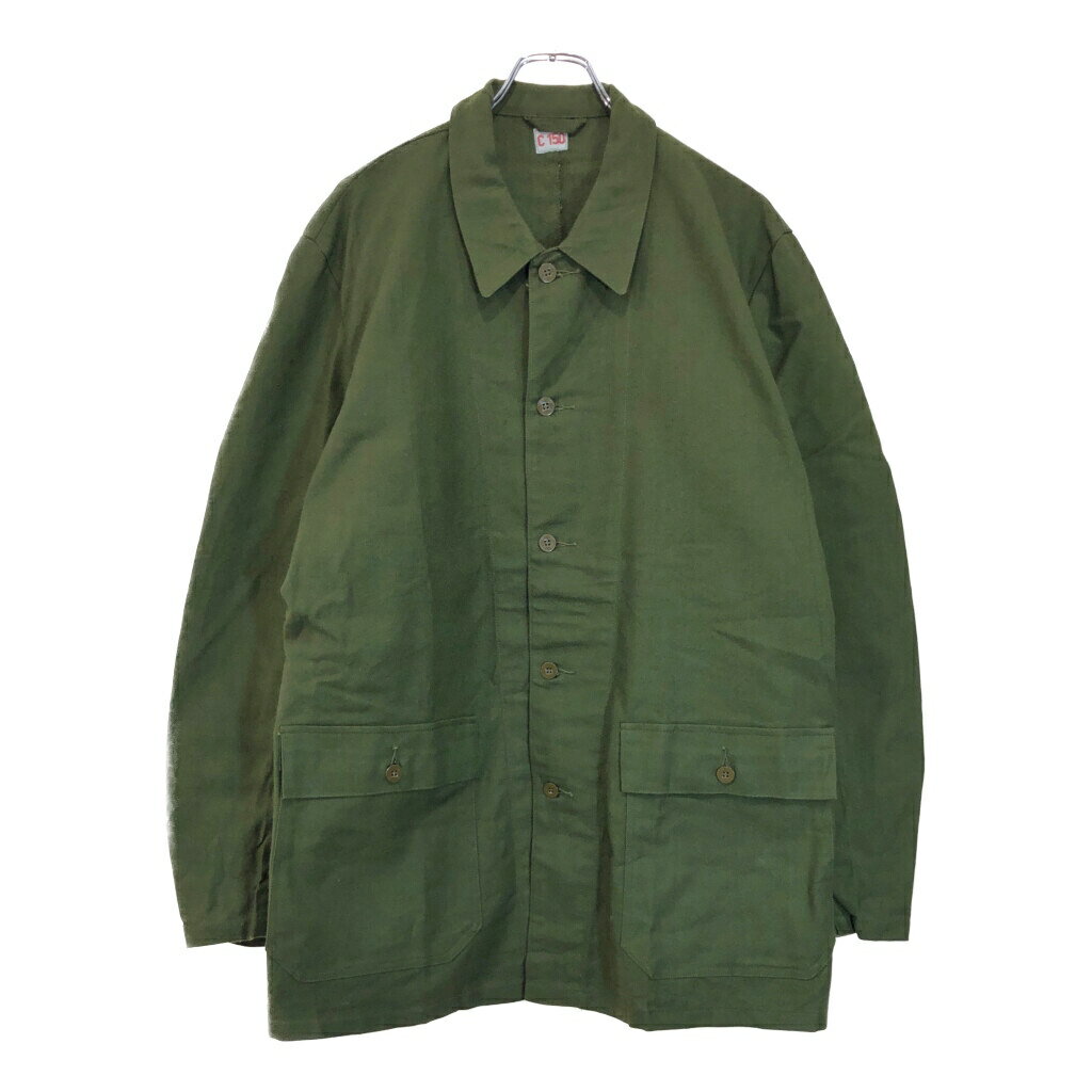 80年代 スウェーデン軍 M-59 フィールドジャケット ユーロ ミリタリー グリーン(メンズ C150)中古 古着 U5415