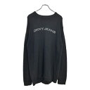日本製 DKNY JEANS ロゴ セーター ブラック(メンズ XL)中古 古着 U5469