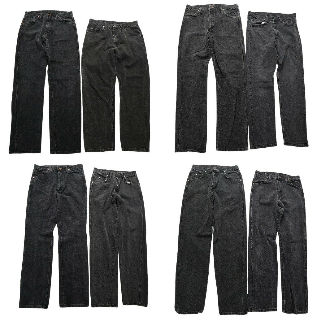 古着卸 まとめ売り Wrangler ラングラー ブラックデニム パンツ 8枚セット (メンズ 34 /32 /30 /28 ) フェード アメカジ 中古 古着 NA8565