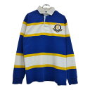 Polo by Ralph Lauren ポロ ラルフローレン ラガーシャツ ボーダー ブルー(メンズ L)中古 古着 U6057