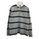 Polo by Ralph Lauren ポロ ラルフローレン ラガーシャツ ボーダー グレー(メンズ M)中古 古着 U6061