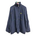 90年代 adidas アディダス ナイロンジャケット ネイビー(メンズ 42/44)中古 古着 U6071(4)
