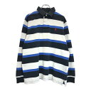 Polo by Ralph Lauren ポロ ラルフローレン ラガーシャツ ボーダー ブラック(メンズ XL)中古 古着 U6151