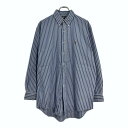 Polo by Ralph Lauren ポロ ラルフローレン YARMOUTH ボタンダウン 長袖シャツ ストライプ ブルー(メンズ 16)中古 古着 U6204(4)