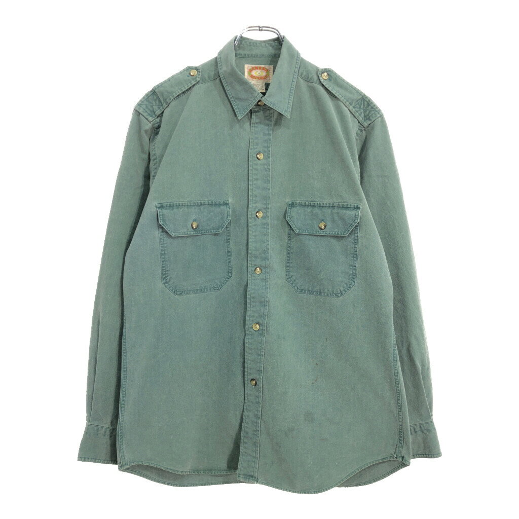 80年代 Banana Republic バナナリパブリック 長袖シャツ グリーン(メンズ M)中古 古着 U6222