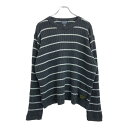 POLO JEANS ポロジーンズ ラルフローレン コットン ニット セーター ボーダー グレー(メンズ XL)中古 古着 U6281